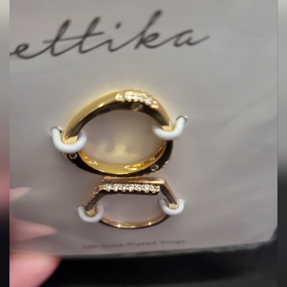 Ettika #2 Gold Ring Set of 2 18k Plated NWT - Picture 6 of 9